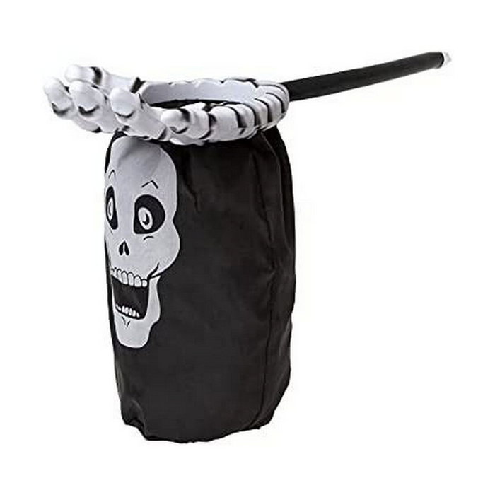 BigBuy Party Sac à bonbons Halloween main de squelette et crâne noir