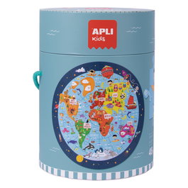APLI KIDS Puzzle géant circulaire XXL 48 pièces - Carte du monde (Mapamundi) - Diamètre 50 cm - À partir de 5 ans - Réf. 18201
