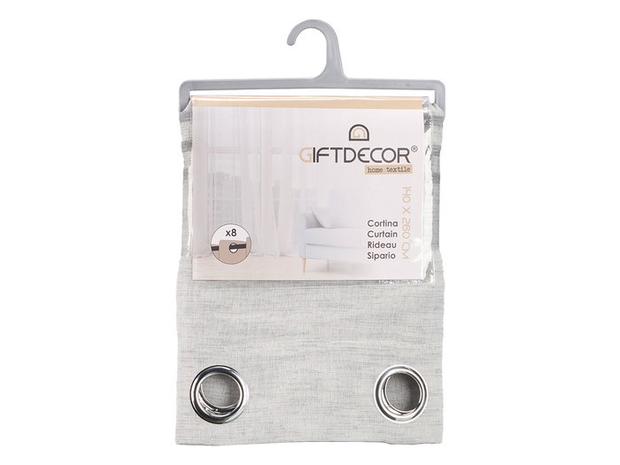 Giftdecor Rideau à plis rayé gris clair 34 x 5 x 26.5 cm (Set de 6)