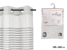 Giftdecor Rideau à plis rayé gris clair 34 x 5 x 26.5 cm (Set de 6)