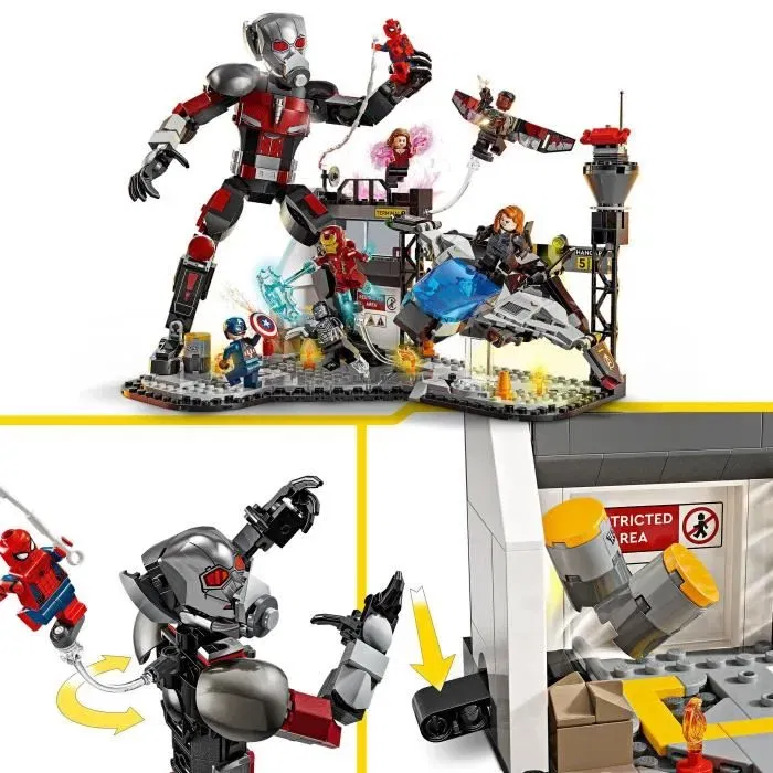 LEGO Marvel 76314 Captain America : Civil War - Le Combat à l'Aéroport, Jouet de Construction avec 9 Figurines et 736 Pièces pour Enfants à Partir de 10 Ans