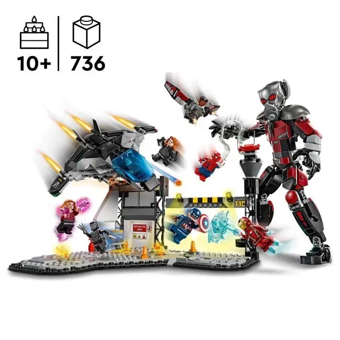 LEGO Marvel 76314 Captain America : Civil War - Le Combat à l'Aéroport, Jouet de Construction avec 9 Figurines et 736 Pièces pour Enfants à Partir de 10 Ans