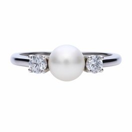 Diamonfire Bague en Argent avec Perle et Zirconia Taille 17,5 Gris