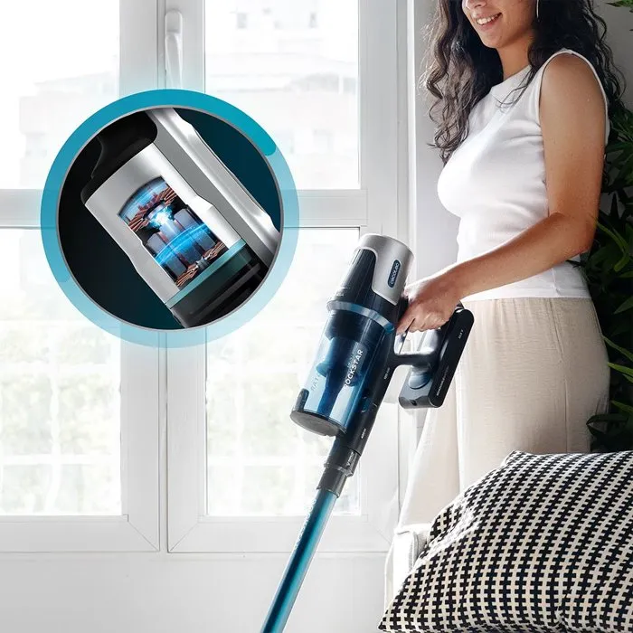 Cecotec Conga Rockstar RS50 Aspirateur balai laveur 25000 Pa 60 min 130 m² Noir Bleu foncé