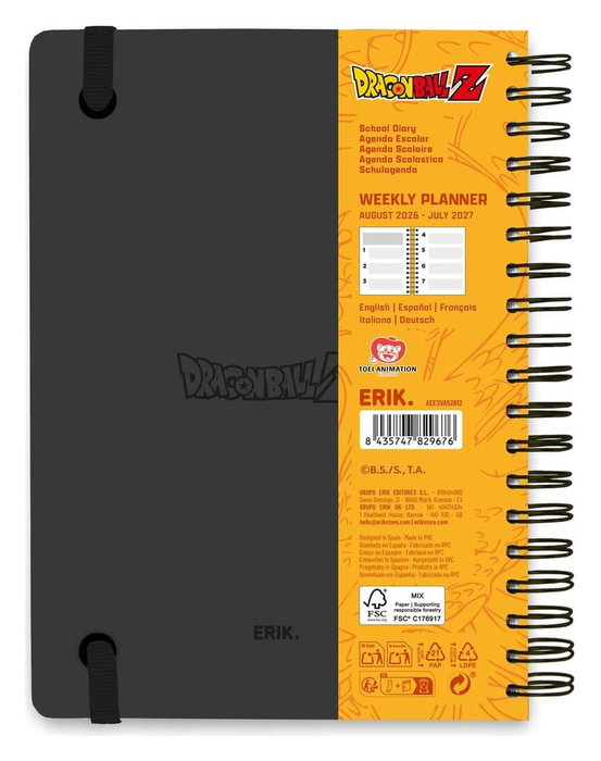 Grupo Erik Agenda scolaire hebdomadaire Dragon Ball 2026/2027 A5 Grupo Erik Agenda scolaire hebdomadaire Dragon Ball 2026/2027 A5