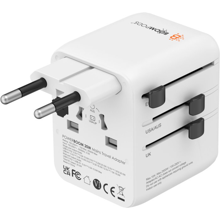 Boompods World Travel Plug 20W Blanc Boompods World Travel Plug 20W Blanc