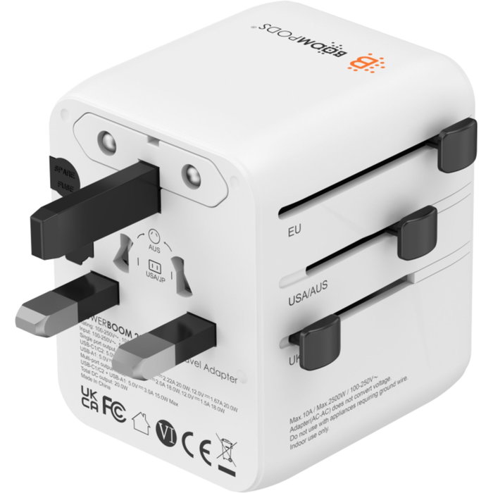 Boompods World Travel Plug 20W Blanc Boompods World Travel Plug 20W Blanc