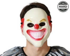 Atosa Masque Clown Fou avec Cheveux Rouges et Sourire Macabre