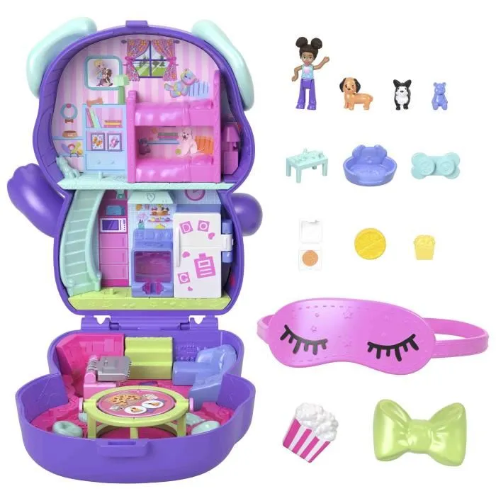 Mattel Polly Pocket Estuche Perrito Fiesta Pijama Jcr38 avec poupée et 10 accessoires +4 ans Mattel Polly Pocket Estuche Perrito Fiesta Pijama Jcr38 avec poupée et 10 accessoires +4 ans