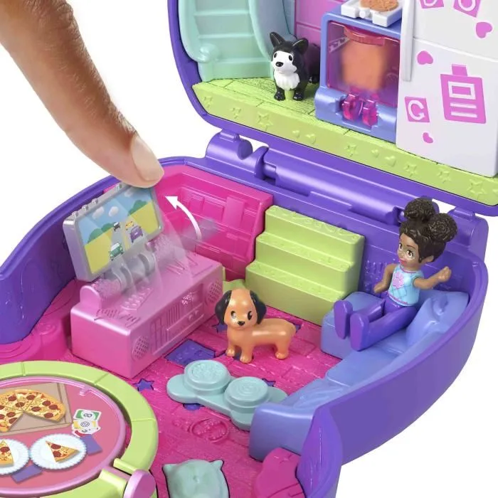 Mattel Polly Pocket Estuche Perrito Fiesta Pijama Jcr38 avec poupée et 10 accessoires +4 ans Mattel Polly Pocket Estuche Perrito Fiesta Pijama Jcr38 avec poupée et 10 accessoires +4 ans