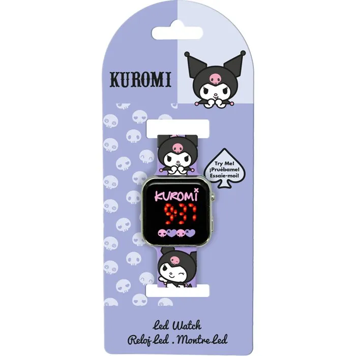 Kids Licensing Montre LED Kuromi pour Enfants dès 4 ans avec Affichage Heure/Date et Fond d'Écran Modifiable - CR2032 Fournie