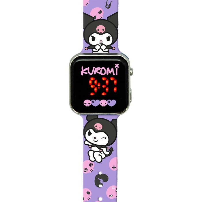 Kids Licensing - Montre LED Kuromi pour enfants - Affichage 12h et date complète (mois/jour) - Fonctionne sur pile - Licencié Hello Kitty - Dès 3 ans