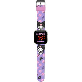 Kids Licensing - Montre LED Kuromi pour enfants - Affichage 12h et date complète (mois/jour) - Fonctionne sur pile - Licencié Hello Kitty - Dès 3 ans