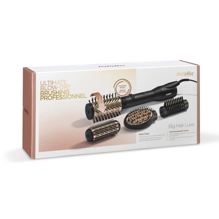 BaByliss Big Hair Lustre AS970E Brosse Rotative à Air Noir et Or