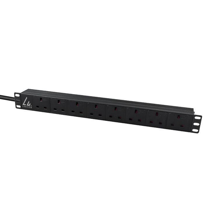 Lanview Multiprise rackable UK 1U, 8 prises, 3m, 13A