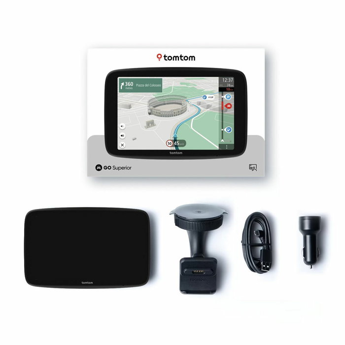 TomTom GO Superior 6 GPS Voiture 6 pouces - Cartes Monde, Traffic temps réel, Alertes zones de danger, 2 ans services Premium inclus