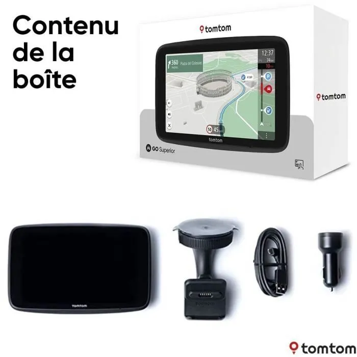TomTom GO Superior 6 GPS Voiture 6 pouces - Cartes Monde, Traffic temps réel, Alertes zones de danger, 2 ans services Premium inclus