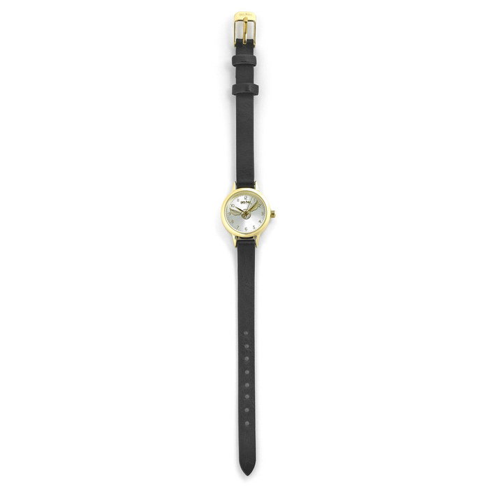 THE CARAT SHOP - Montre Harry Potter attrapeuse dorée - Cadran argenté et doré - Boîtier alliage 21 cm - Bracelet PU noir 8 mm - Pile oxyde d'argent