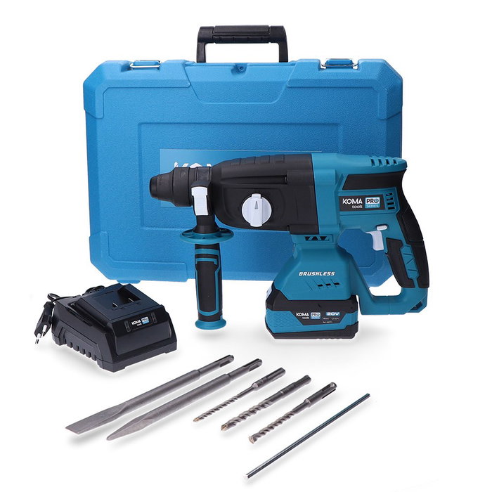 Koma Tools Kit marteau perforateur brushless 20V avec batterie 4,0 Ah et chargeur