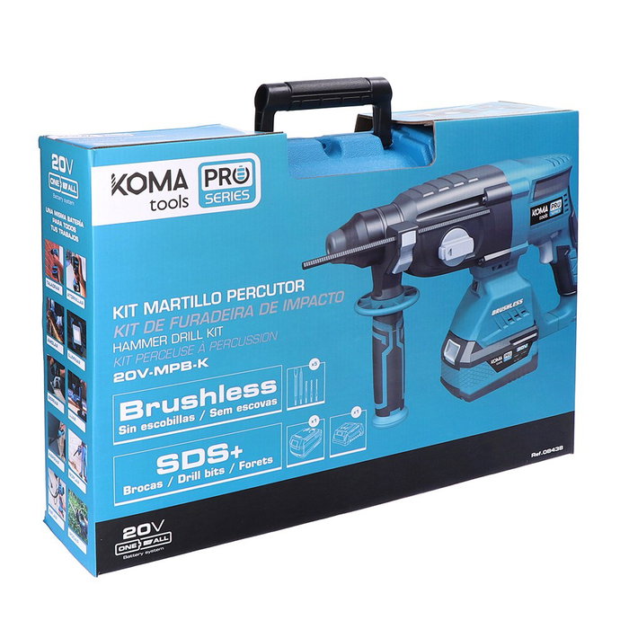 Koma Tools Kit marteau perforateur brushless 20V avec batterie 4,0 Ah et chargeur