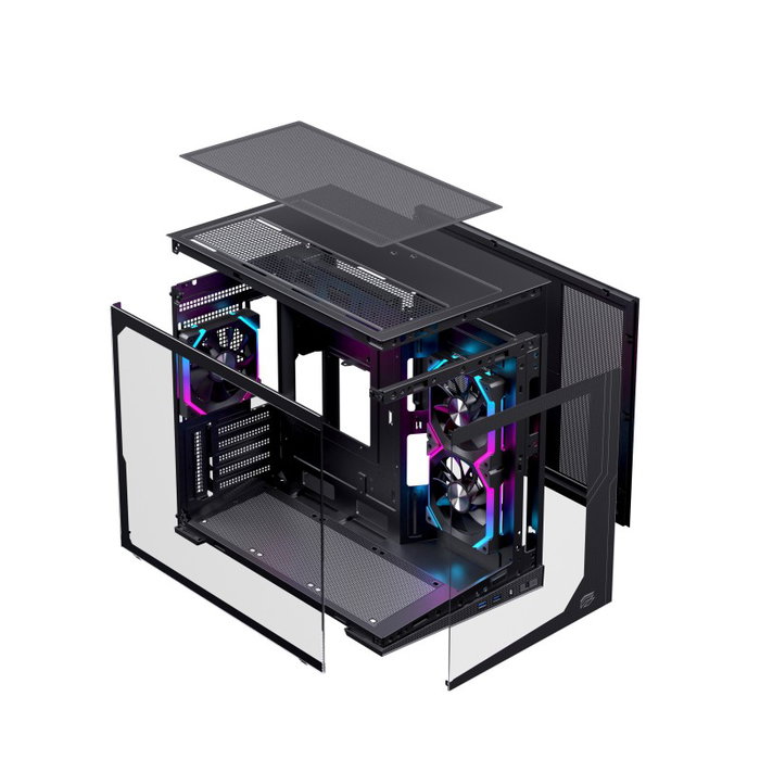 Einarex PRISMA SM300 RGB Boîtier Gaming Micro-ATX Noir avec Verre Trempé