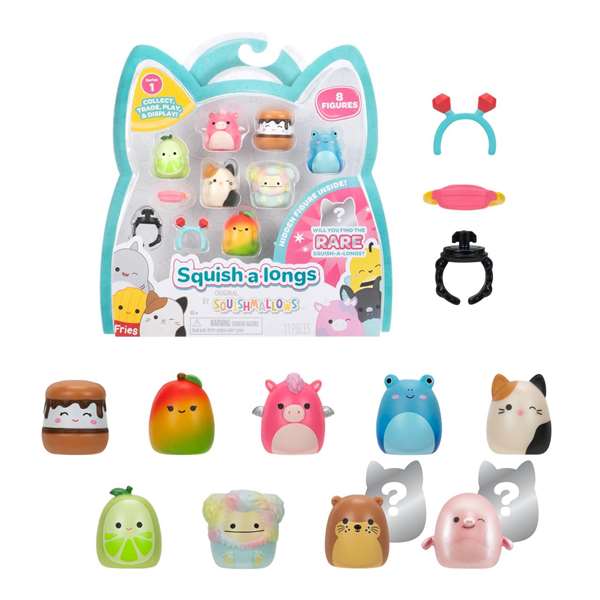 Jazwares Lot de 8 figurines Squish a Long 2,5 cm - Modèles assortis