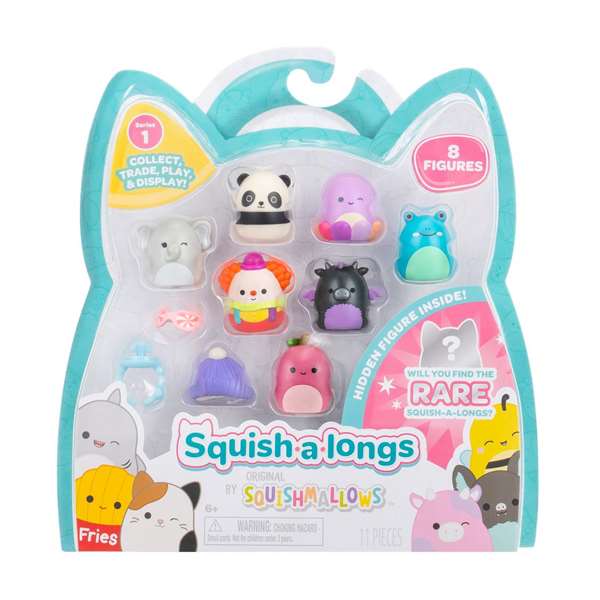 Jazwares Lot de 8 figurines Squish a Long 2,5 cm - Modèles assortis