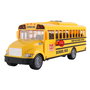 TACHAN Autobus Scolaire Américain 1:16 avec Effets Sonores et Lumineux, Fonctionne par Friction, Jaune (Langues: Anglais, Français, Allemand, Italien, Portugais, Espagnol), +3 Ans
