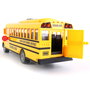 TACHAN Autobus Scolaire Américain 1:16 avec Effets Sonores et Lumineux, Fonctionne par Friction, Jaune (Langues: Anglais, Français, Allemand, Italien, Portugais, Espagnol), +3 Ans