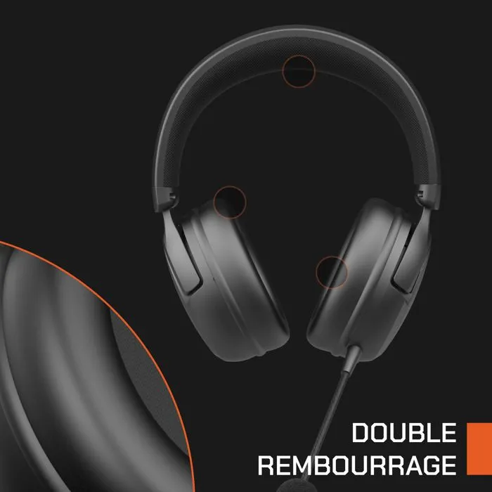 Nova Gaming Casque Gamer sans fil Atlas GH215 - Micro amovible - Audio puissant - Rétroéclairage RGB - Noir