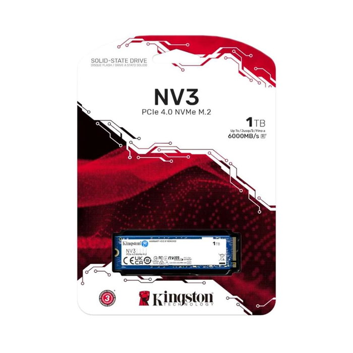 Kingston SSD NV3 1TB PCIe NVMe Gen 4.0 M.2 2280 Disque Interne SNV3S/1000G