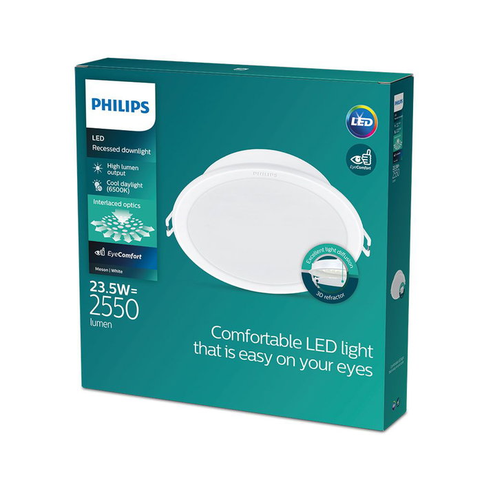 Philips Downlight LED encastrable Meson 23,5W 2550lm 6500K lumière froide blanc Ø21,5x10,5cm