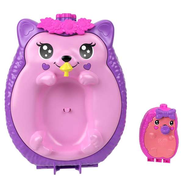 Mattel Coffre sac à dos Maman hérisson et bébé pour mini poupées Polly Pocket - Jeu de figurines pour enfants à partir de 4 ans