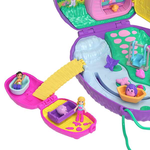 Mattel Coffre sac à dos Maman hérisson et bébé pour mini poupées Polly Pocket - Jeu de figurines pour enfants à partir de 4 ans