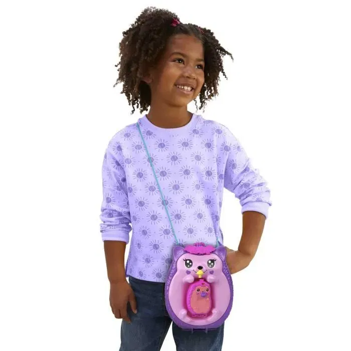 Polly Pocket JBJ91 - Coffret Sac à Main Maman et Bébé Hérissons avec 2 Figurines et 16 Accessoires, Jeu 2 en 1 pour Enfants à Partir de 4 Ans
