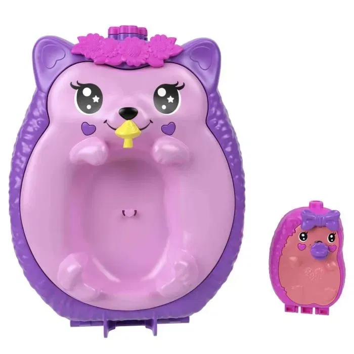 Polly Pocket JBJ91 - Coffret Sac à Main Maman et Bébé Hérissons avec 2 Figurines et 16 Accessoires, Jeu 2 en 1 pour Enfants à Partir de 4 Ans