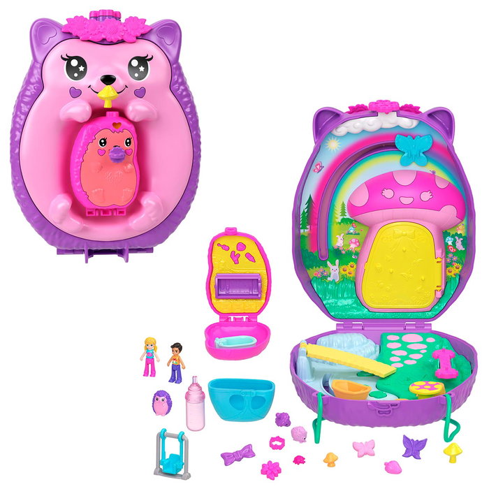 Mattel Polly Pocket - Coffret à porter 2 en 1 Maman Hérisson et bébé - Jeu d'éveil avec 16 accessoires et fonction biberon - Référence JBJ91 Mattel Polly Pocket - Coffret à porter 2 en 1 Maman Hérisson et bébé - Jeu d'éveil avec 16 accessoires et fonction biberon - Référence JBJ91