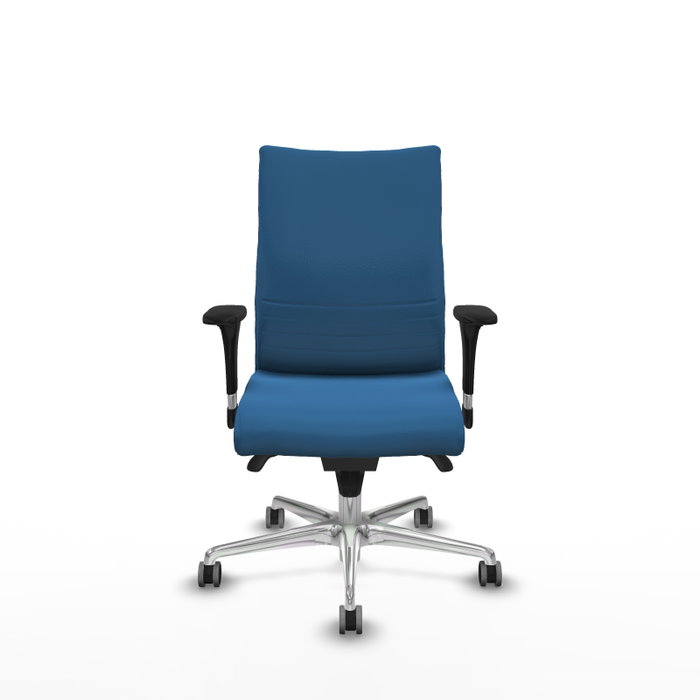 Piqueras Y Crespo Chaise Albacete confidente, Bleu clair, Similpiel, Mécanisme Sincro, Base Aluminium, Bras 1D, Roues 65mm