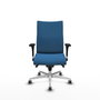 Piqueras Y Crespo Chaise Albacete confidente, Bleu clair, Similpiel, Mécanisme Sincro, Base Aluminium, Bras 1D, Roues 65mm