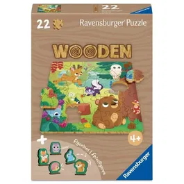 Ravensburger Puzzle en Bois Animaux de la Forêt - 22 Pièces avec 5 Figurines Whimsies - Jeu Éducatif pour Enfants dès 4 Ans - Matériaux Durable FSC