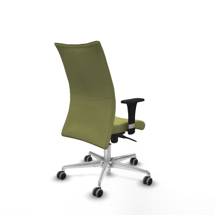 Piqueras Y Crespo Chaise Albacete confidente, Vert olive, Mécanisme Sincro, Base Aluminium, Accoudoirs 1D, Roues 65mm