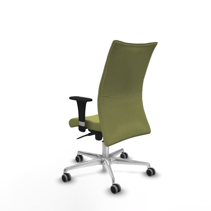 Piqueras Y Crespo Chaise Albacete confidente, Vert olive, Mécanisme Sincro, Base Aluminium, Accoudoirs 1D, Roues 65mm
