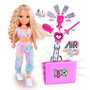 FAMOSA Poupe Nancy Air Styler Nac73000 avec outil de coiffure, cheveux flexibles, mallette de rangement et 5 styles de coiffure