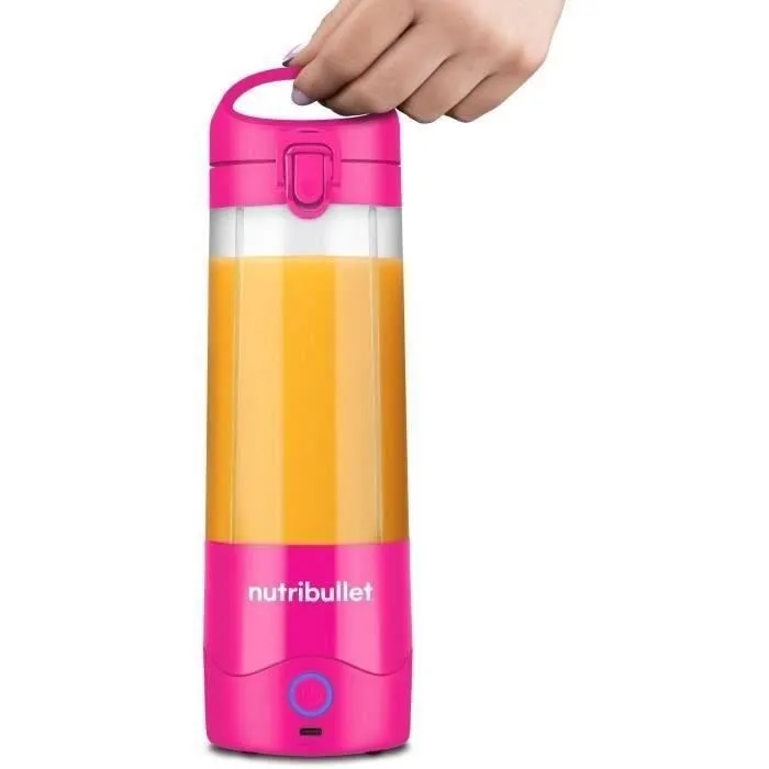 Nutribullet Portable Smoothie Maker NBP003BP - Blender personnel USB-C, 70W, 0.475L, gobelet Tritan sans BPA, rose, 1 gourde incluse