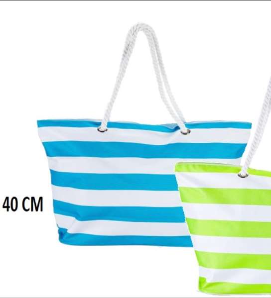 Poessa Bolso de playa - Sac de plage en polyester Oxford 59x19x40cm - Surtido Modèles - Couleurs assorties : Bleu/Blanc, Vert/Blanc