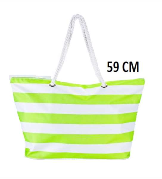 Poessa Bolso de playa - Sac de plage en polyester Oxford 59x19x40cm - Surtido Modèles - Couleurs assorties : Bleu/Blanc, Vert/Blanc