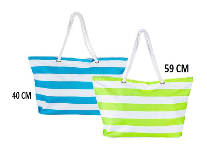 Poessa Bolso de playa - Sac de plage en polyester Oxford 59x19x40cm - Surtido Modèles - Couleurs assorties : Bleu/Blanc, Vert/Blanc