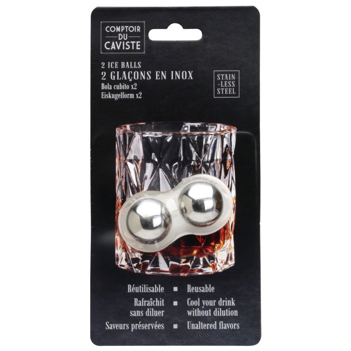 Cook Concept Set de 2 Glaçons Boules en Acier Inox Cook Concept Set de 2 Glaçons Boules en Acier Inox