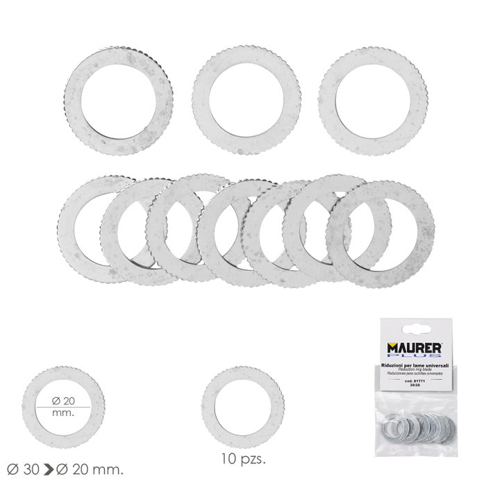 YAMATO Adaptateurs Réducteurs de Disque de Coupe de 30 mm à 20 mm (Lot de 10) YAMATO Adaptateurs Réducteurs de Disque de Coupe de 30 mm à 20 mm (Lot de 10)