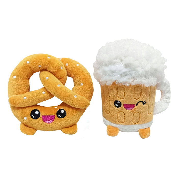 Joy Toy (IT) Pack 2 peluches Yummis Together Pretzel & Beer avec sac à emporter